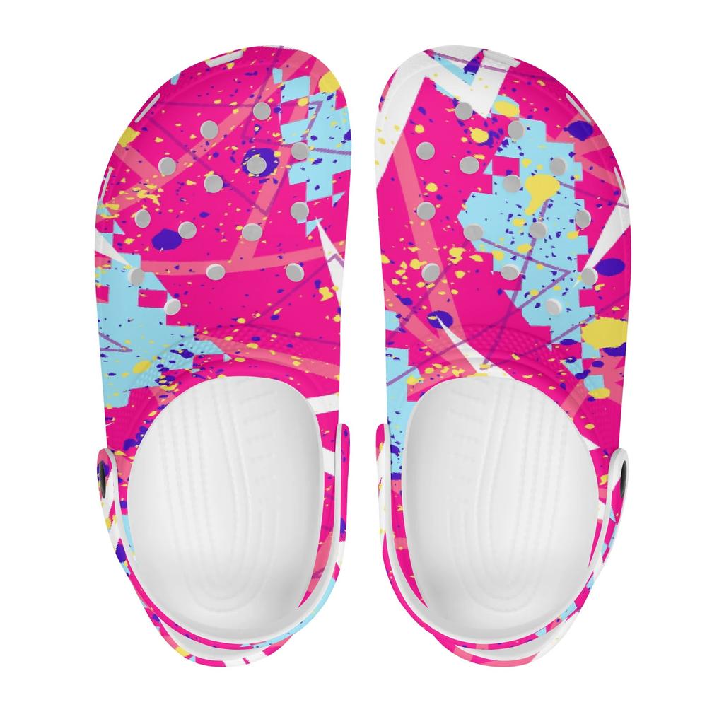 Women Men Printed EVA Garden Shoes Lightweight Breathable Slip On Clogs Beach Pool Bathroom Home Casual Slippers Outdoor Use