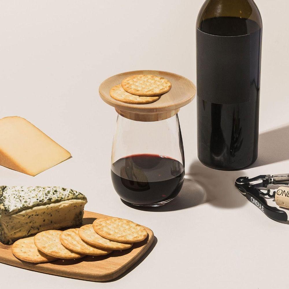 Creative Safety Wine Coaster Wooden Odorless Wooden Red Wine Lid Splashproof Non-toxic Dessert Wooden Tray Bar Supplies