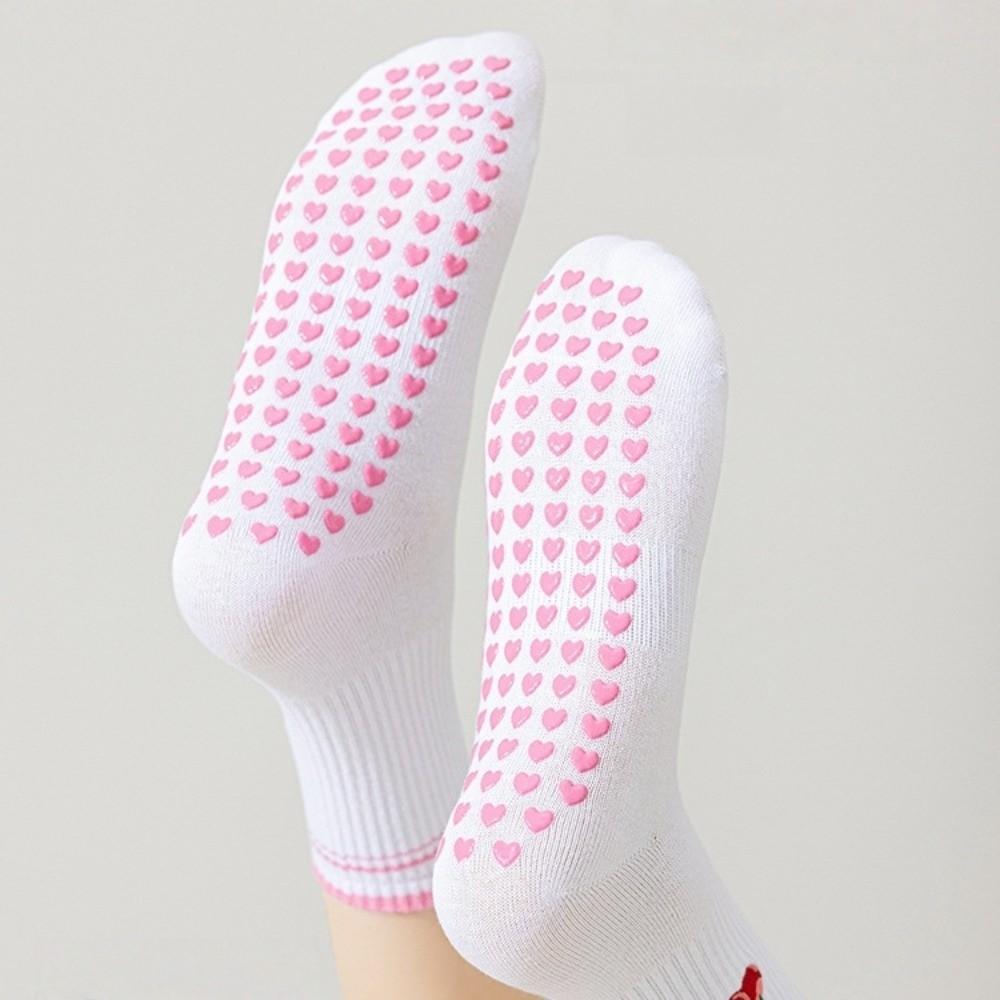 2pairs Embroidery Women Yoga Socks Cherry Pattern Non-Slip Socks Fashion Pilates Socks Female