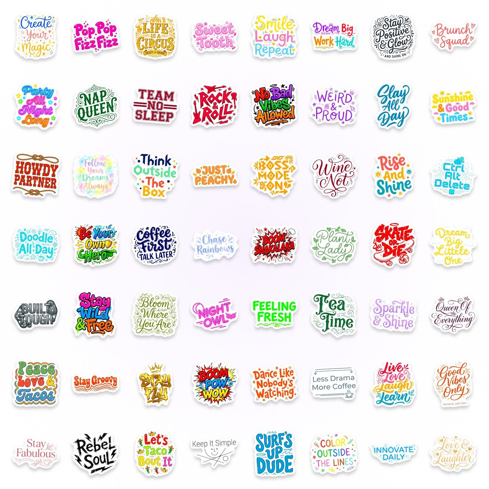 50 Creative English Phrase Stickers Inspirational Life Quotes Diy Material Decorative Stickers