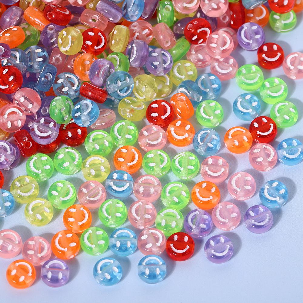 Smiley Face Acrylic Beads for DIY Jewelry - Round, Colored Beads for Children's Bracelets & Necklaces