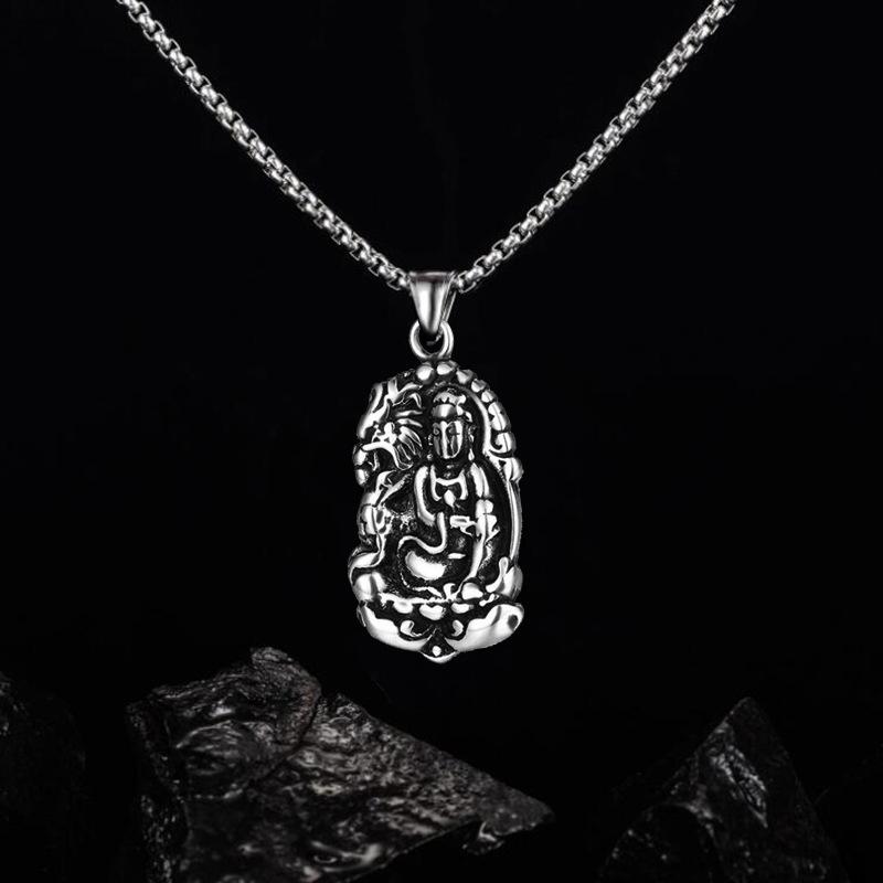 Accessories, Buddha Pendant Necklace, Vintage Faith Titanium Steel Chain Men'S Necklace