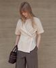OSTKAKA Asymmetrical Round Wrap Shirt Cream