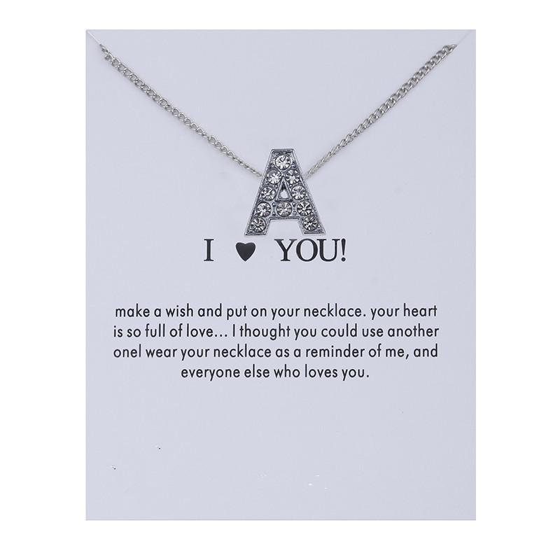 

Women Name Personality Alphabet Initial Letters Message Card Necklace Pendant Women Necklaces I Love You Jewelry Gifts