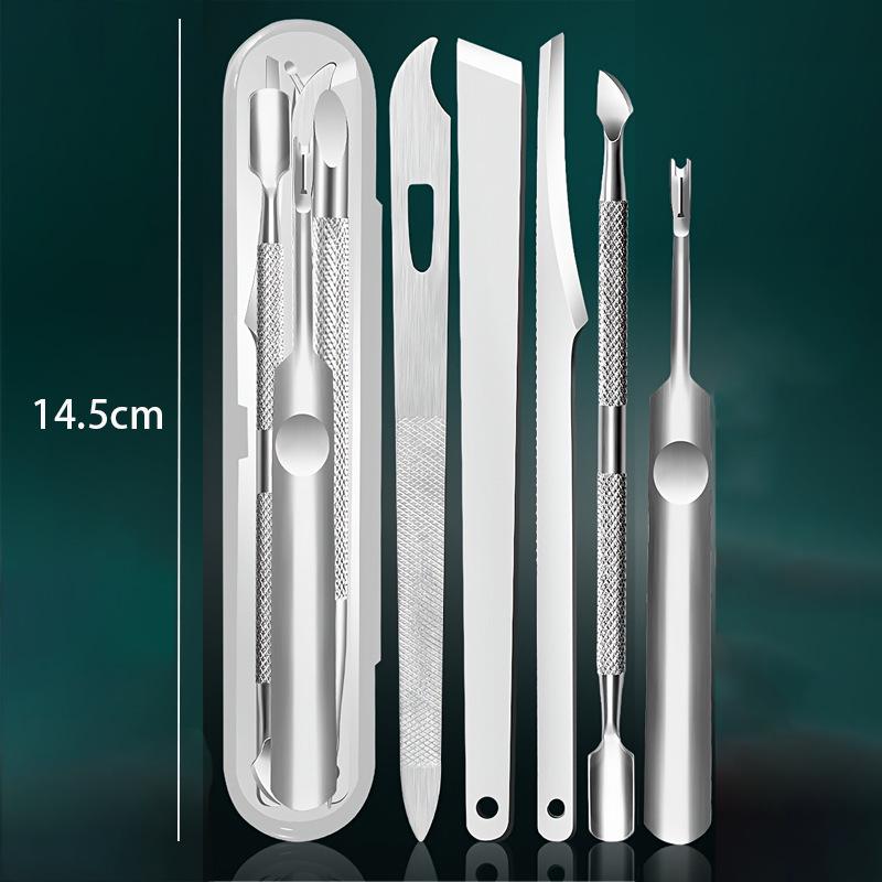 Stainless Steel Pedicure Knife Set: Dual-Headed Nail Pick with Razor, Foot File & Exfoliating Tool