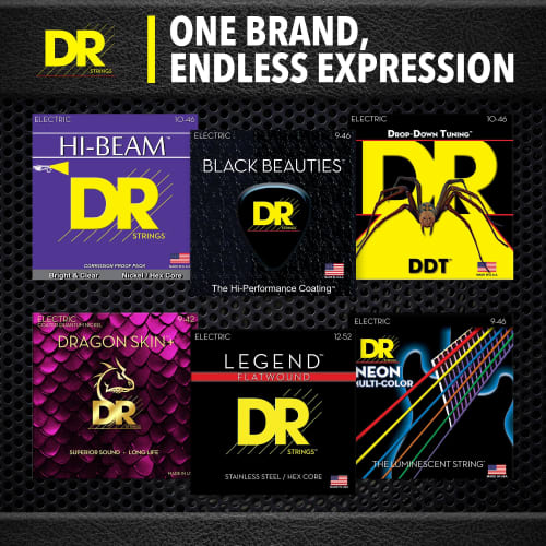 DR Strings Electric Guitar Strings, HI-BEAM Nickel, .010-.046, MTR-10