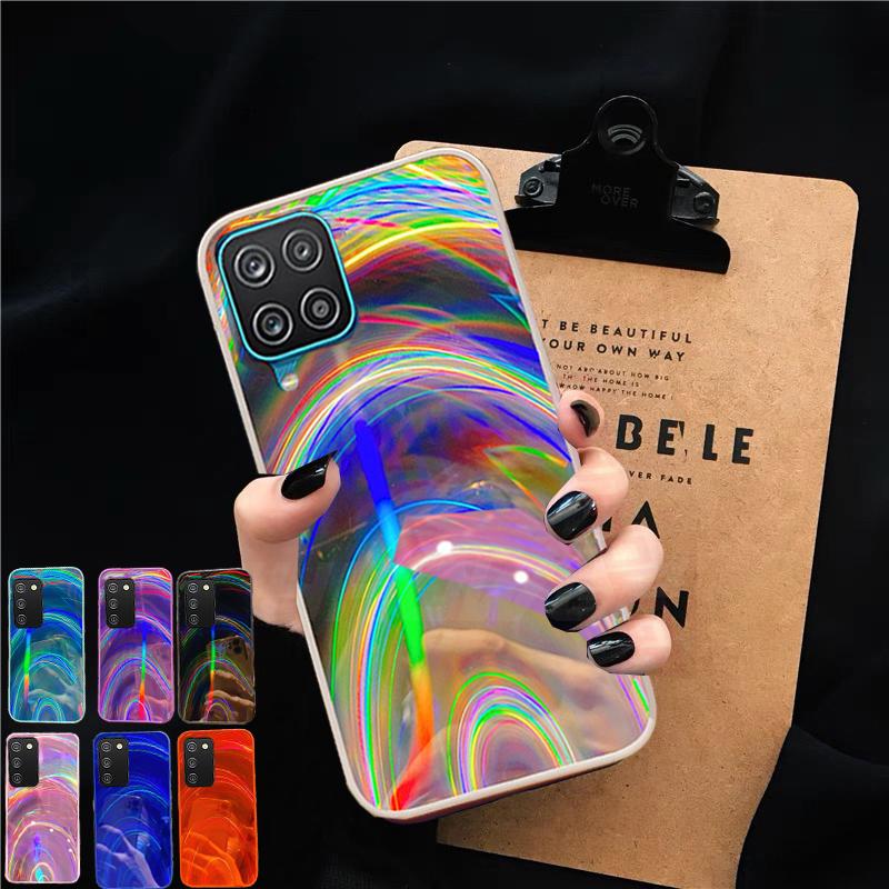 A12 Case On For Samsung Galaxy A12 Cover 6.5'' Bumper Gradient Rainbow Aurora Laser Back Cover For Samsung A12 A 12 A125F SM-A125 Soft TPU Phone Cases