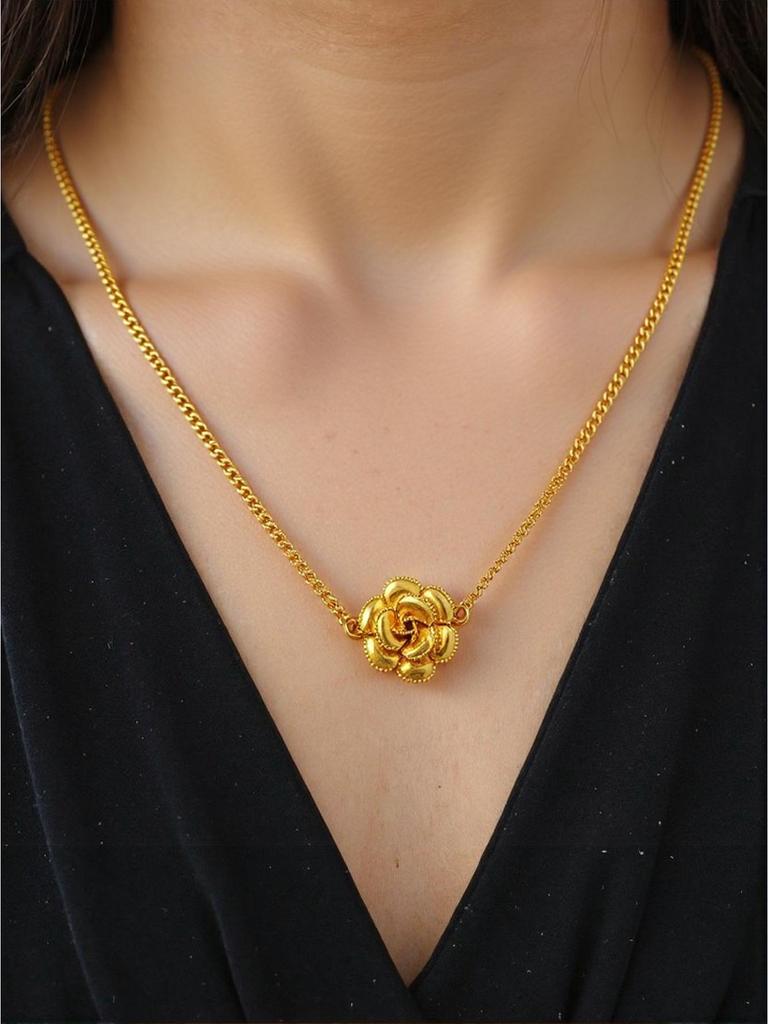 Gold-Plated Rose Bracelet & Necklace Set - Double Layer, Fashionable High-End Design
