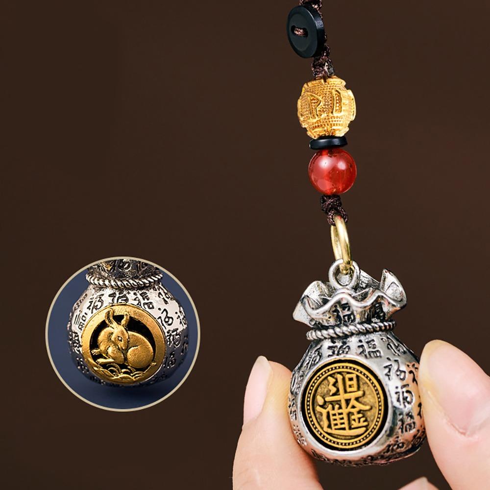 Chinese Style 12 Zodiac Keyring Brass Dragon Keychain Sheep Lucky Bag Pendant  Backpack Decor