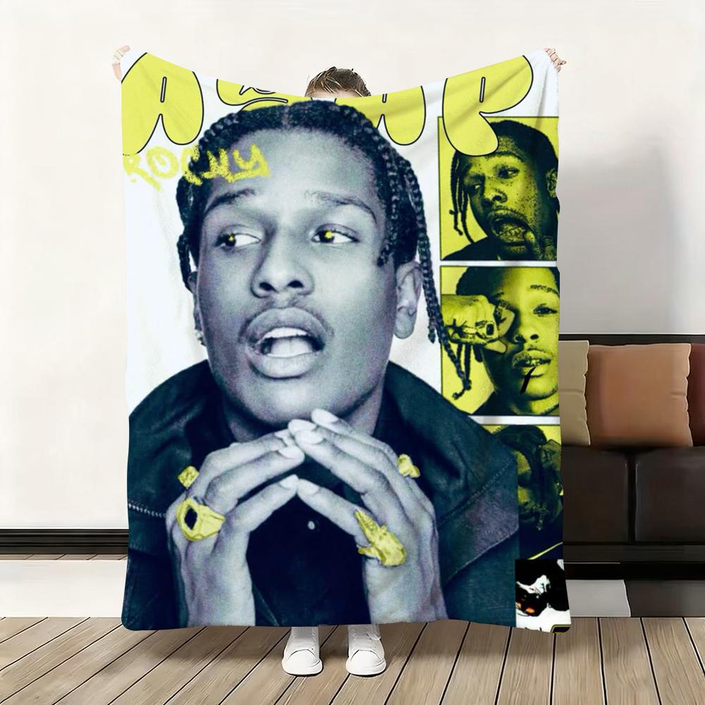 A$Aps R-Rocky A-Asap Throw Flannel Fluffy Soft Blanket Warm Skin-Friendly Throw For Sofa Bed Office Nap Winter