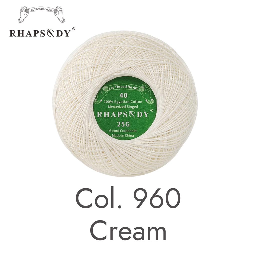 Rhapsody Premium Cotton Crochet Thread Size 40 for Tatting Needlepoint Knitting Bobbin Lace Quilting Sewing Mercerized