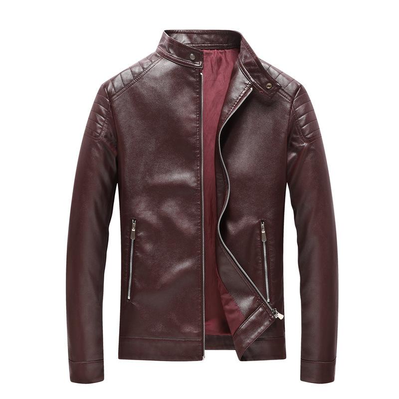 Men's Pu Leather Jacket Men's Korean Version Trend Stand-up Collar Men's Locomotive Leather Jacket
