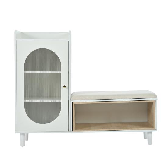 Shoe Cabinet Large Capacity Strong Load Bearing Dustproof Upholstered Seat with Bench Store Shoes Smooth Edge Shoe Changing Stool