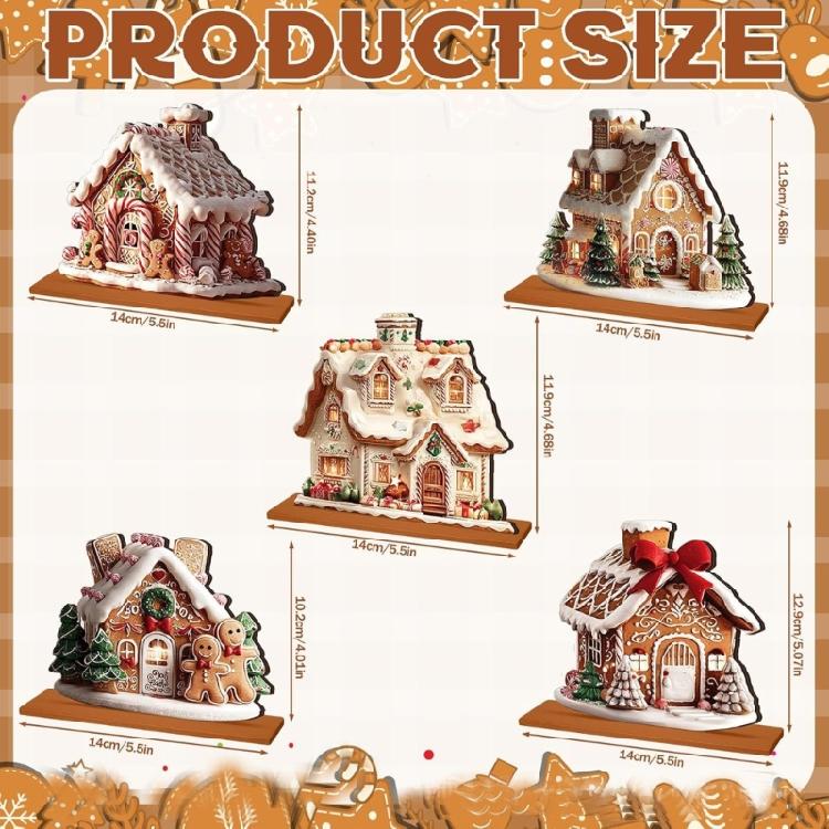 Christmas Villages House Miniature Gingerbreads House Figurine Christmas Collectible Buildings Christmas Decorations