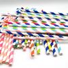 Pack of 50 Biodegradable Colorful Striped Paper Straws for Juice, Tea, and Milk