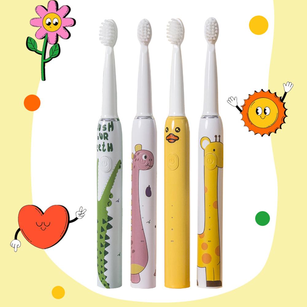 Brosse à dents électrique sonique intelligente pour enfants avec minuteur Motifs d'animaux de dessin animé Étanche pour enfants de 3 à 12 ans Santé bucco-dentaire Cadeau