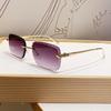 European and American Sunglasses Design Sense Frameless Leopard Head Men's Sunglasses Driving Plain Sunscreen Fashion Metal Glasses