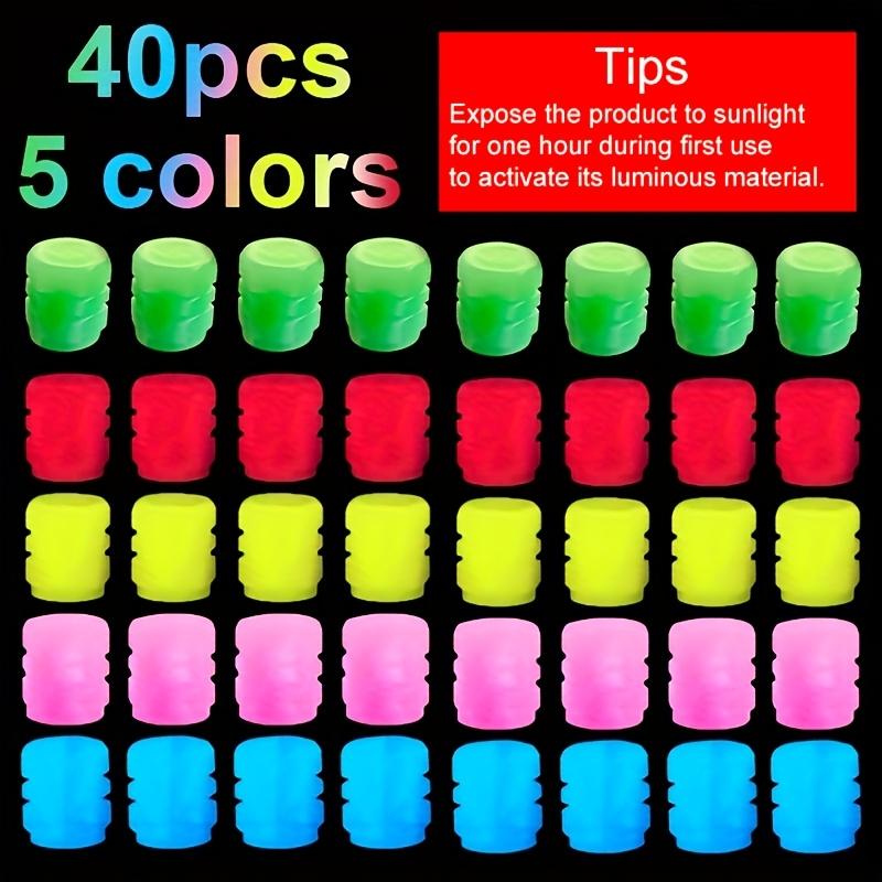 [40pcs Luminous Valve Caps] 40pcs Glow In The Dark Luminous Tire Valve Caps | for Cars, Motorcycles, Bicycles, Fluorescent Car Wheel Decoration