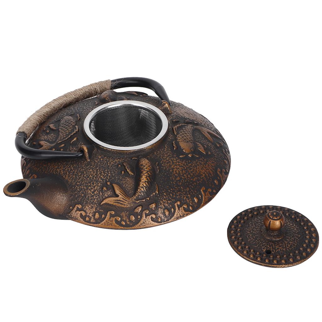 0.9L Retro Iron Elegant Kettle Household Handle Water Tea Pot Collection with Lid