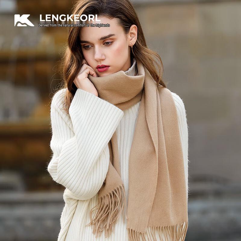 LENGKEORL Women's Handmade 100% Pure Wool Scarf