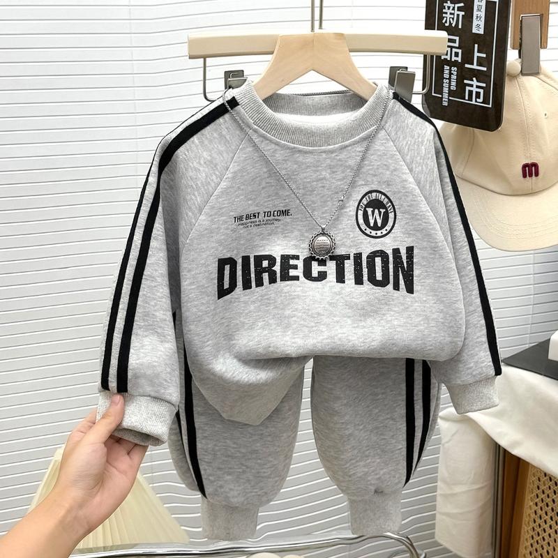 2pcs/set Kids Boys Casual Letter Print Sweatshirt Sets for Children 1-10Y Girls Clothes Tracksuit Soft Long Sleeve Top and Pants Outfit
