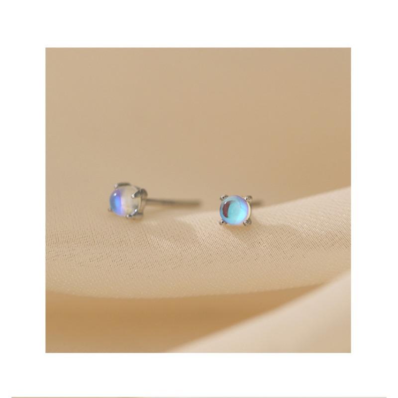 Fashionable Small Earrings for Women Simple Imitation Moonstone Earrings Korean Style Earrings