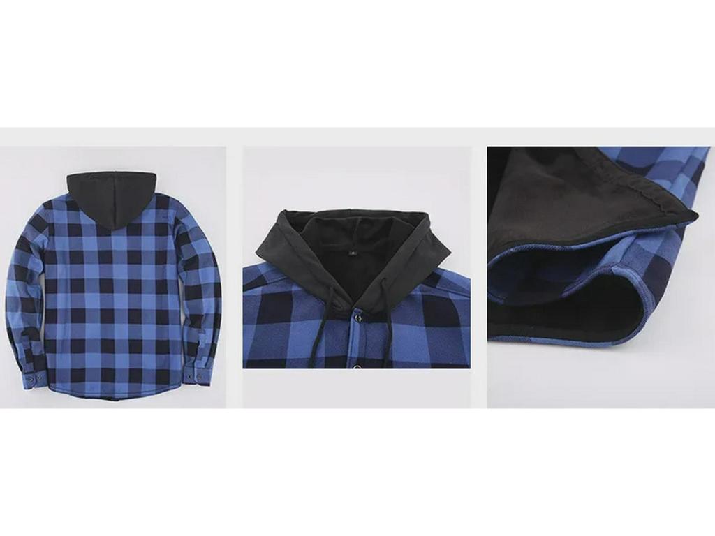 Men's Plaid Hooded Long Sleeve Shirt, Plus Velvet, Large Size, Warm, 2025 Autumn/Winter.