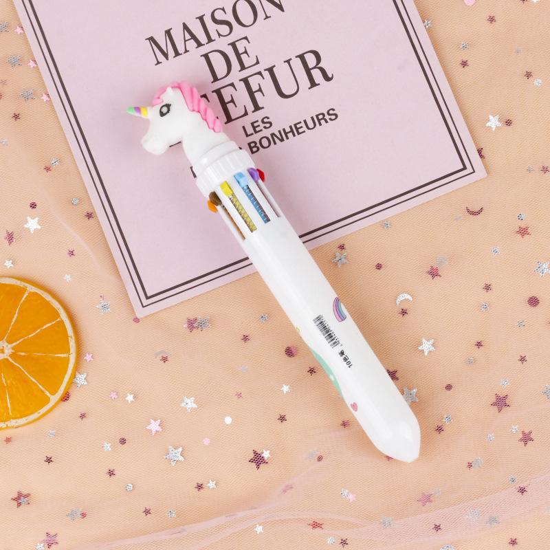 Ten-color Ballpoint Pen Girl Heart Cartoon Press Multi-color Pen Multi-function Color Handbook Pen Creative Cute Pen