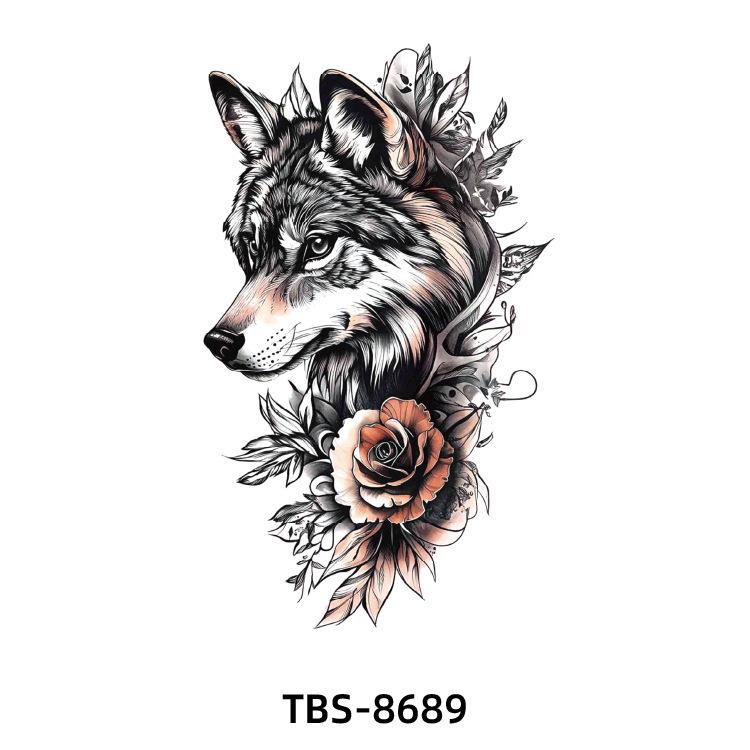 2025 Full/Half Arm Wolf, Tiger, & Flower Tattoo Stickers - European/American Style
