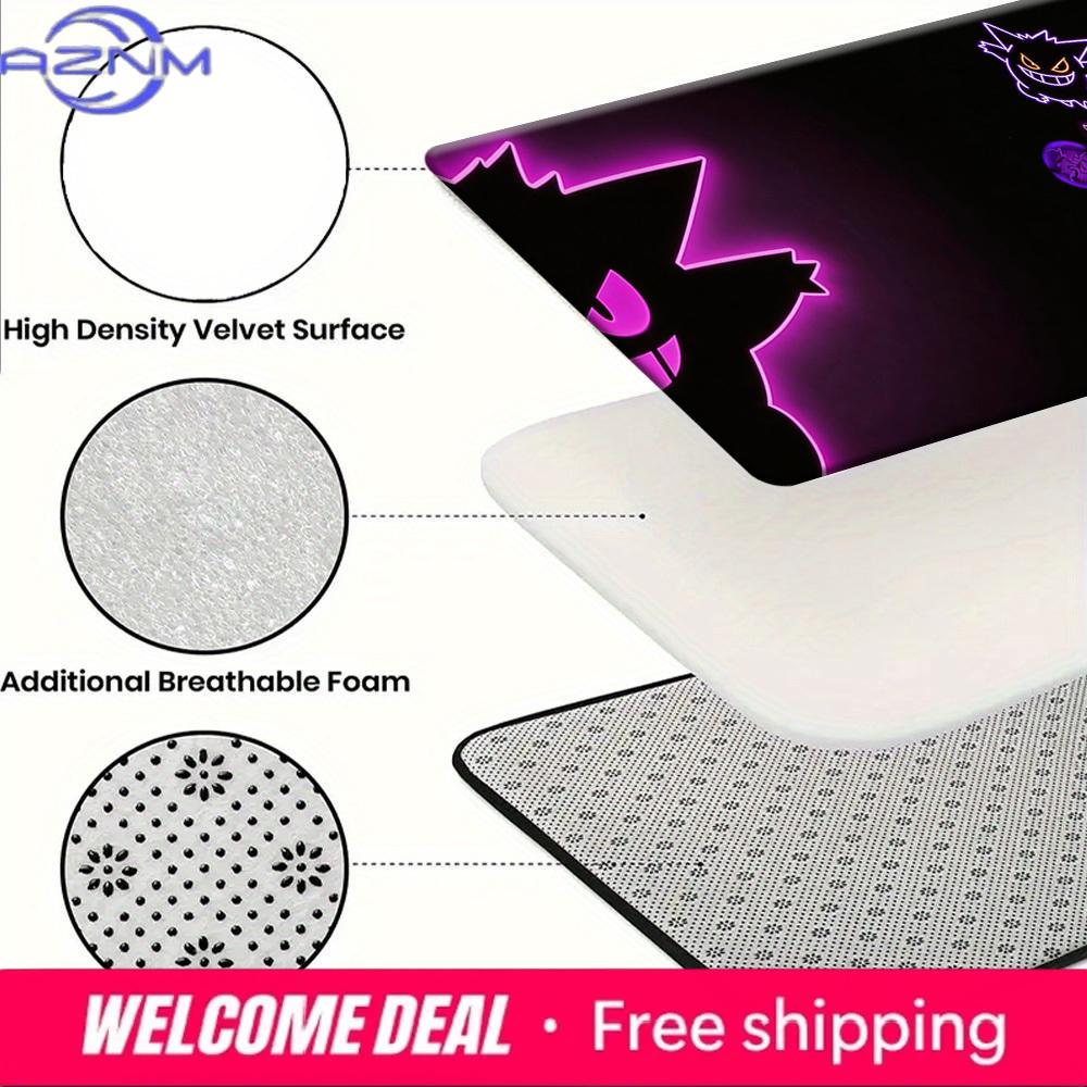Anime Pokemon Gengar Purple Neon Style Print Non-slip Doormat, Soft Absorbent Floor Rug for Home Decor