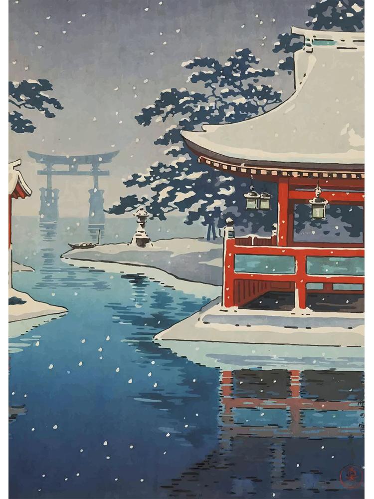 Retro Art Japanese Landscapes Cartoon Poster Canvas Painting Janpan Building View Wall Art For Living Room Home Decoration