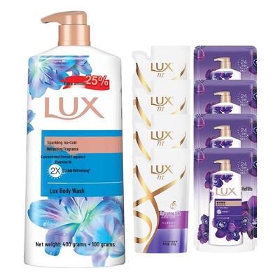 Lux Sparkling Icy Cool Körperwäsche & Shampoo Familienpackung