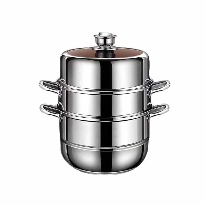 Abay 30cm 3-Layer Stainless Steel Steamer with Timer