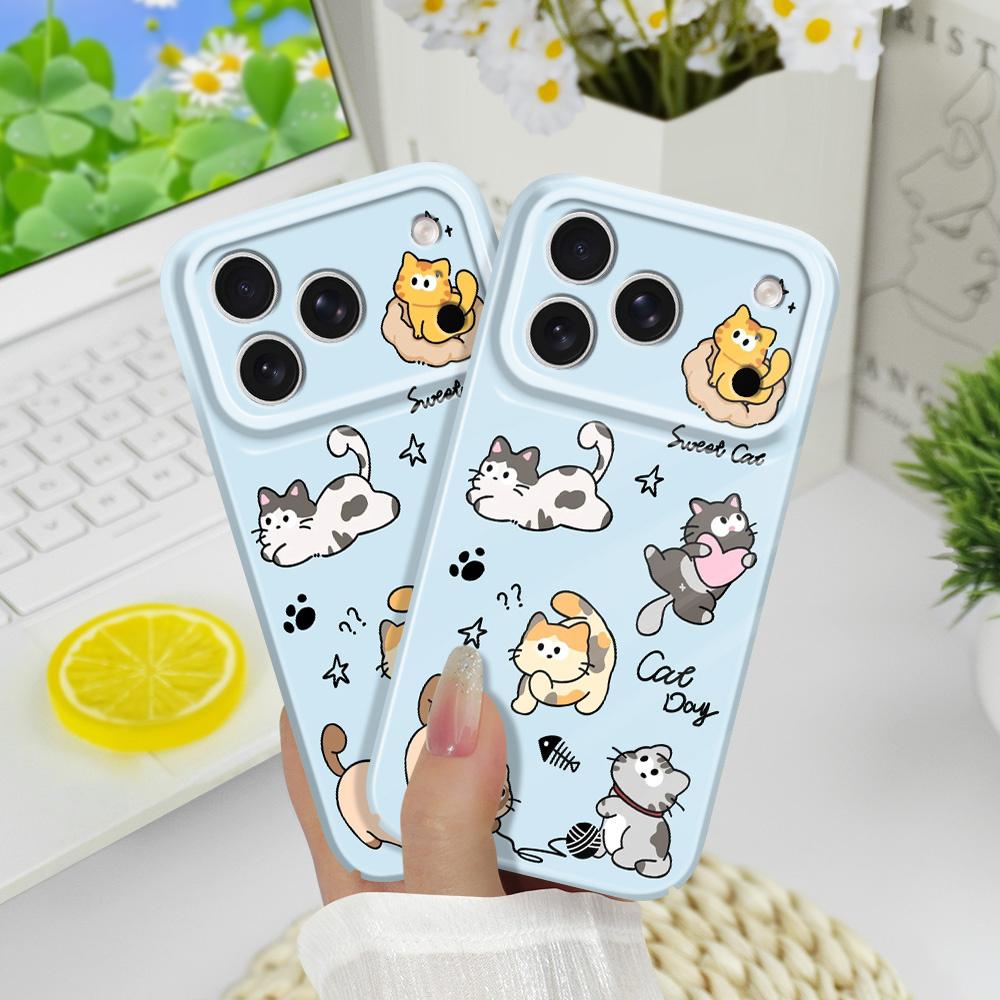Happy Cat Phone Case For iPhone 17 Air 16 16E 15 14 Plus Pro Max Film Hard Cover