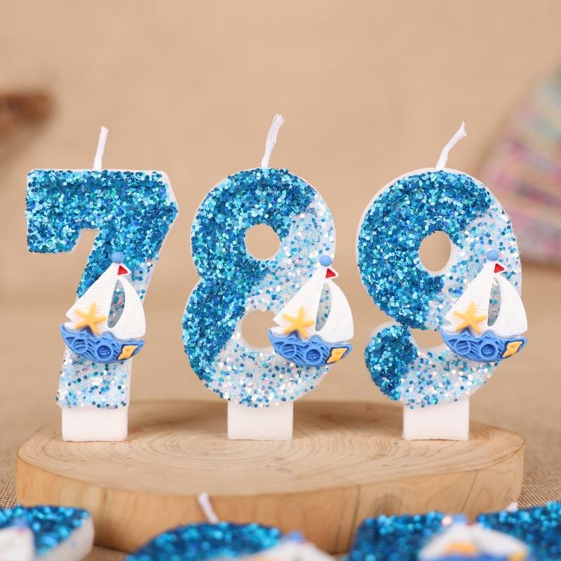 Sailing Number Birthday Candle Cake Party Decoration First Birthday Handmade Candle 0-9