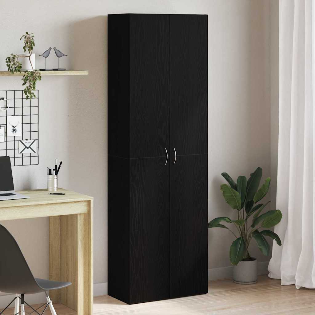 Office Cabinet Black Oak Effect 60 X 32 X 190 Cm Engineered Wood