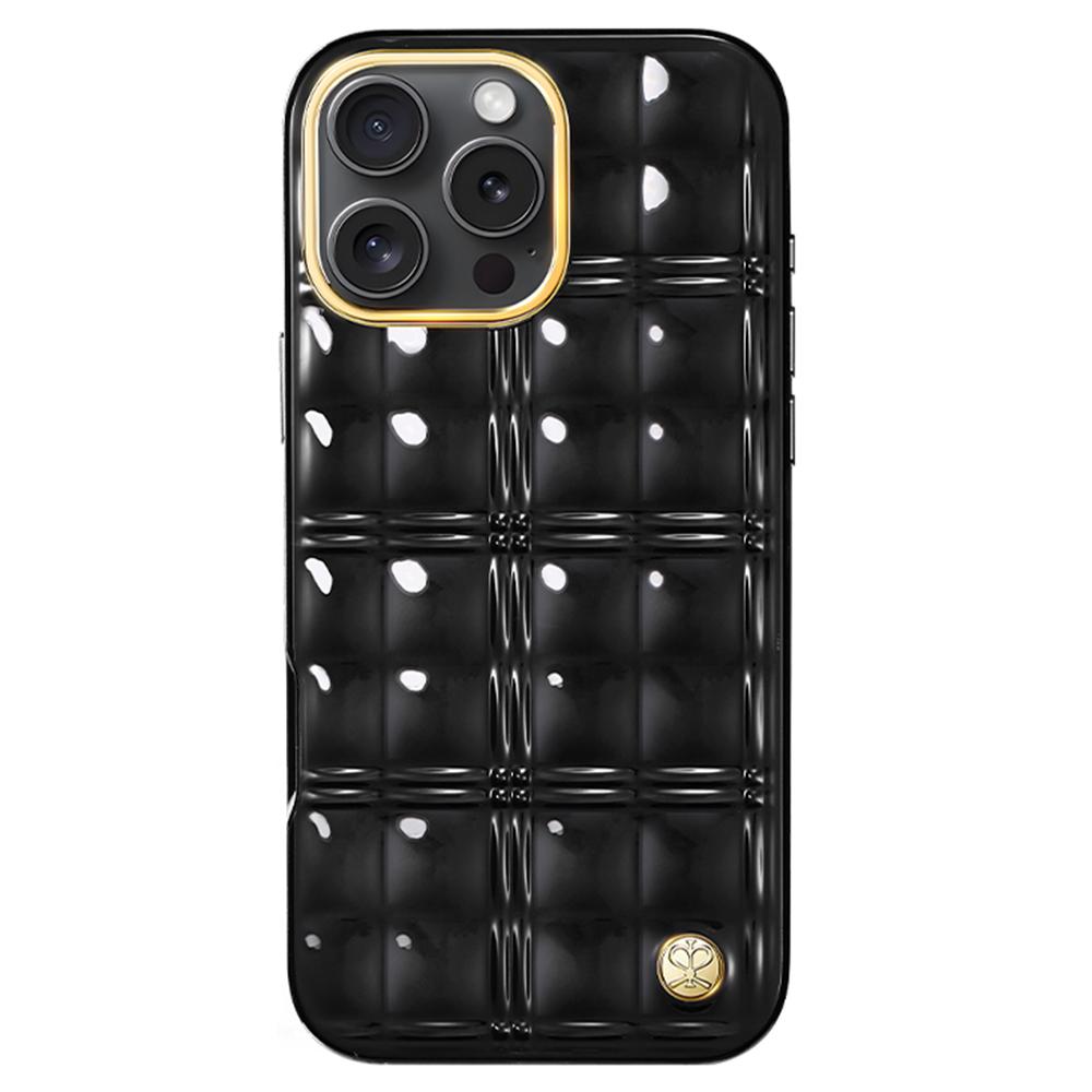 

PYNANA PN-16FG4 Чехол для iPhone 16 Pro Max PC TPU Глянцевая накладка для телефона с цепочкой из бусин Black