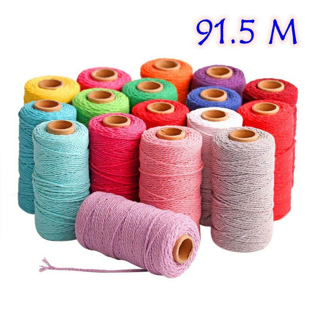 Multicolor 100m Long/100Yard DIY Crafts Artisan Linen String Home Textiles Twisted Cord Cotton Rope