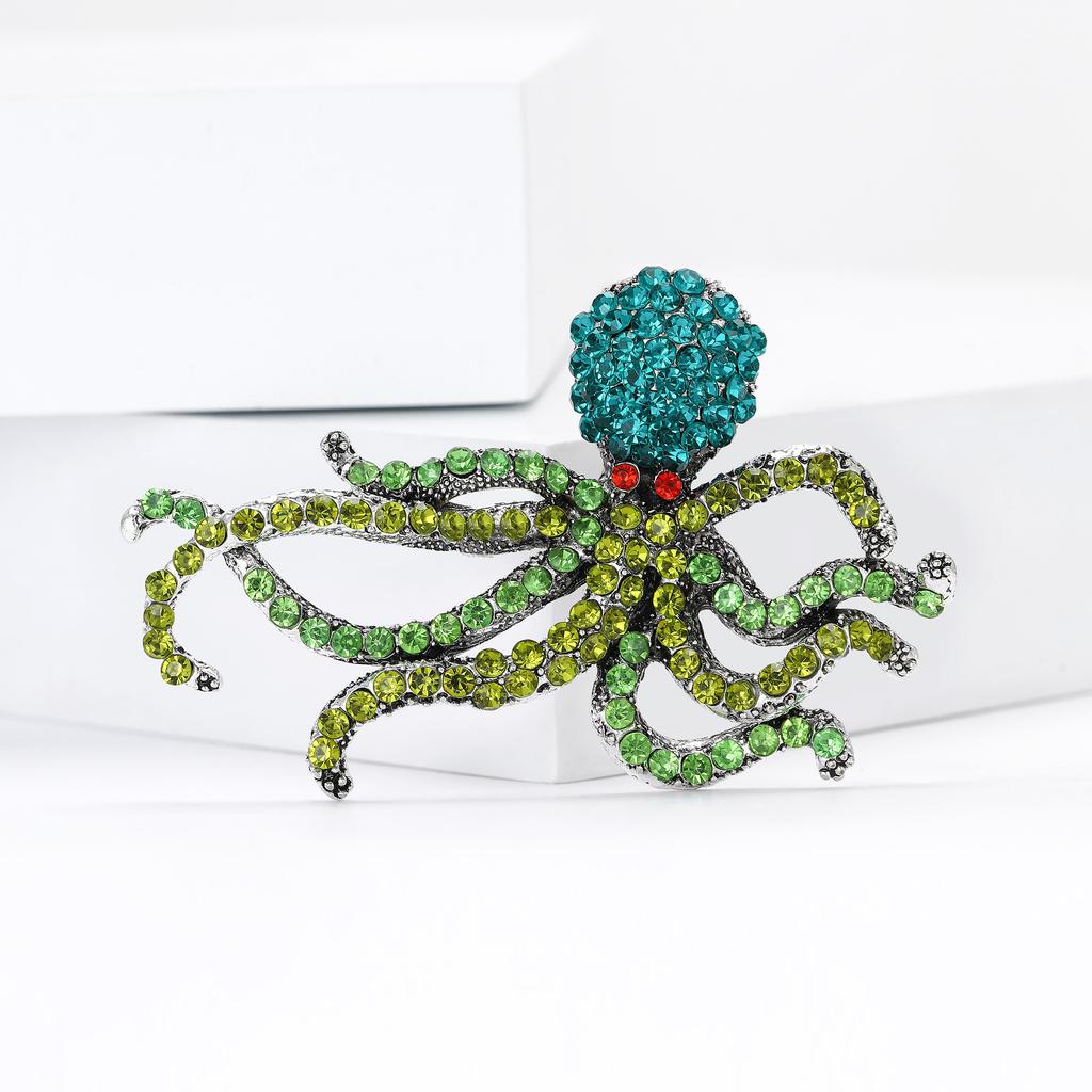 Luxury Rhinestone Octopus Brooches for Women Unisex Marine Life Pins Friend Event Party New Gifts Jewelry Decoration Accessories