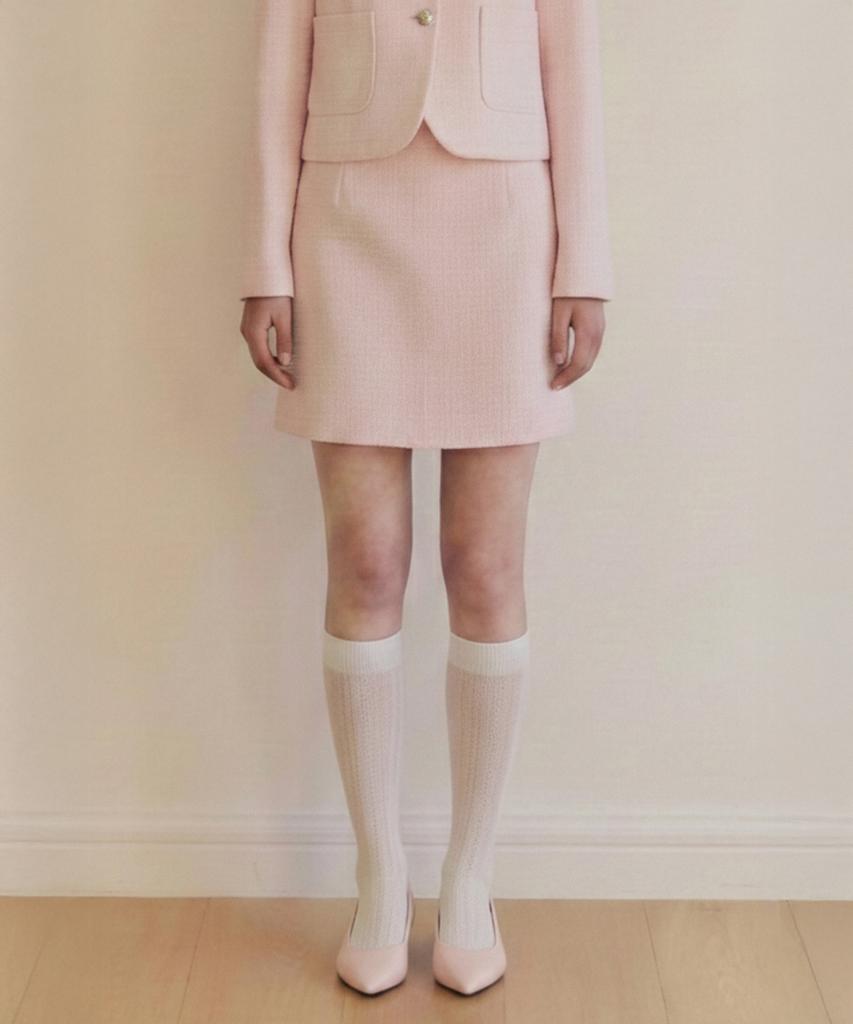 ZEROSTREET [4 Colors] Creamy Tweed Skirt