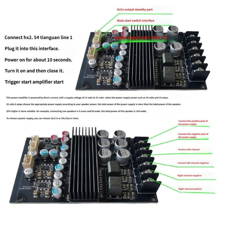TPA3221 Double Channel Digital Power Amplifier Board 120W+120W 12V-32V Power Stereo Module for Car Vehicle Computer