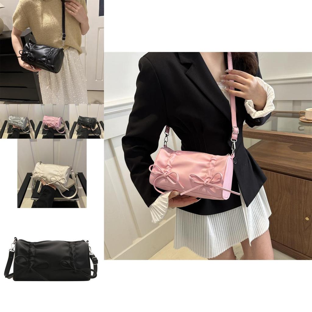 Chic Pu Leather Shoulder And Crossbody Bag With Bowknot For Women In Trendy Spring 2024 Design