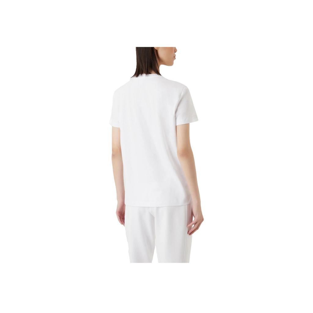 Emporio Armani Solid Color Letter Pattern Printed Round Neck Short Sleeve T-Shirt Women Tops White 3R2T7A2-JQ4Z1-0100
