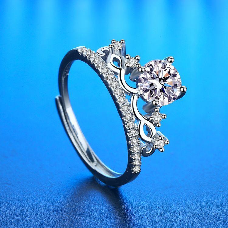 925 Silver Ring Heart AAA Zircon Open Adjustable Engagement For Women Wedding Fashion Jewelry Party Gifts