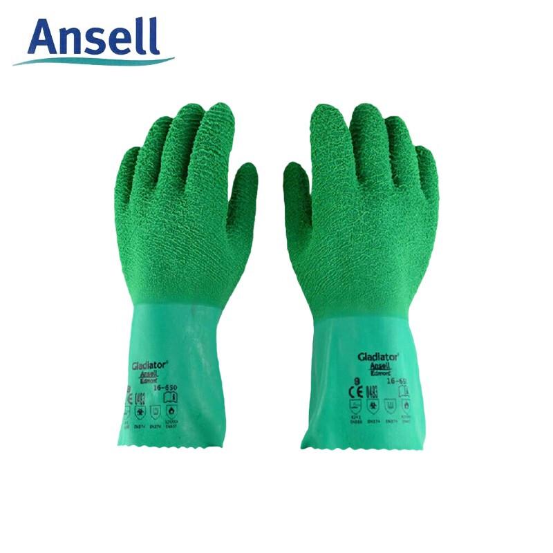 Ansell 16-650 Waterproof Heat Resistant Cotton Rubber Gloves Size 10
