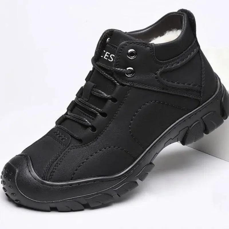 Men's Snow Boots Outdoor Hiking Casual High Top Fur Thick Plush Male Winter Shoes Quality Offer Fleece New In Cotton Shoe Luxury