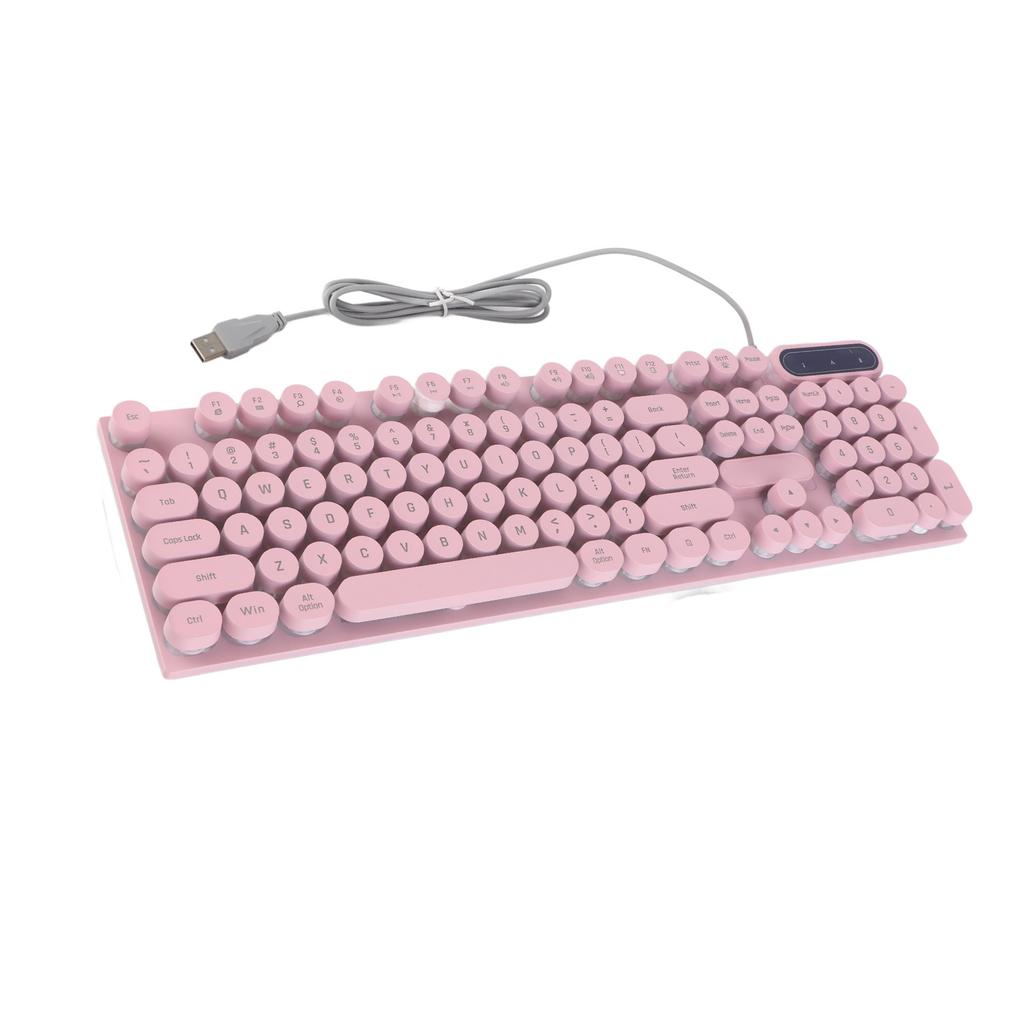 Gaming Keyboard USB Round 104 Keycaps Backlit Ergonomic Fodable Feet Multimedia Keys Wired Keyboard for Desktop Laptop
