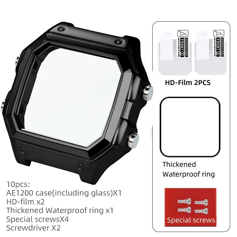 

AE-1200 Полностью металлический корпус ремешок мод-комплект для Casio 3299 AE-1200WH AE1300 ремешок для часов из нержавеющей стали стеклянная пленка винт безель браслет For AE-1200