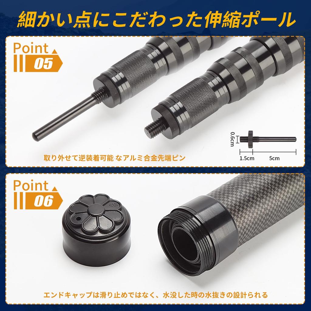 Upgraded Storage Tarp Pole Carbon High Carbon Stepless Adjustment Maximum Diameter 31MM Only 360g Tent Pole Sliding Telescopic Pole Set of [55CM