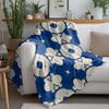 Blue Floral Pattern Fleece Blanket Soft Warm Throw Blanket for Sofa Bed Decoration Gift